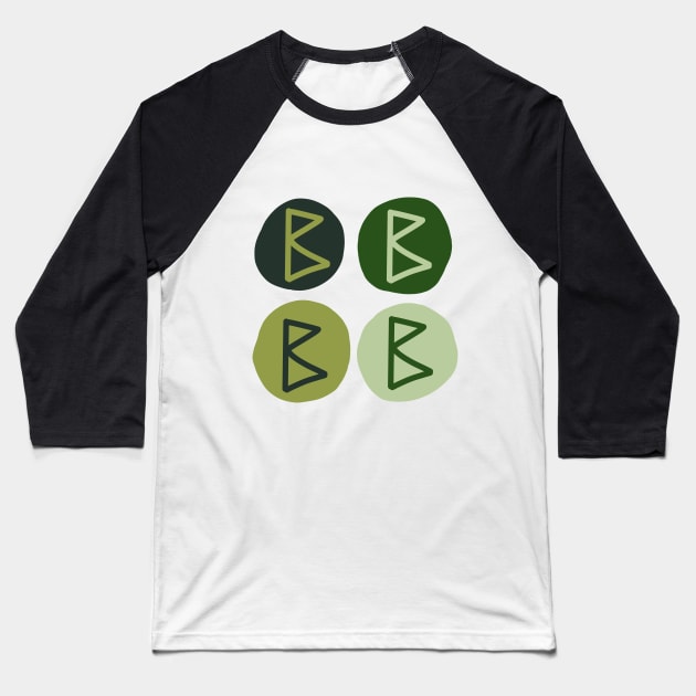 Berkana in Green (Runes and Colors) Baseball T-Shirt by El Onix